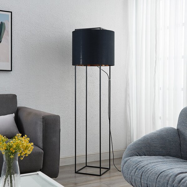 Lindby Kesta lampadar textil, cadru 4 bare, Negru, Camera de zi / sufragerie, Țesătură / Textil, Viața tânără