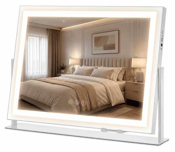 Oglindă de machiaj Hollywood cu LED-uri și comenzi tactile – 58 x 46 cm
