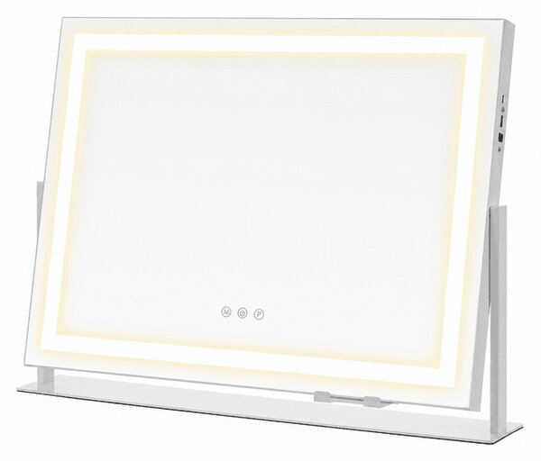 Oglindă de machiaj Hollywood cu LED-uri și comenzi tactile – 58 x 46 cm