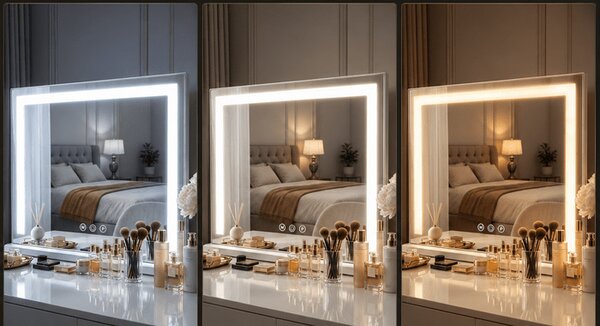 Oglindă de machiaj Hollywood cu LED-uri și comenzi tactile – 58 x 46 cm