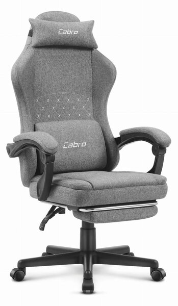 CABRO C503 scaun de gaming de design cu suport pentru picioare, până la 150 kg, gri