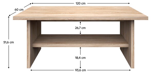 KONDELA Măsuţă de cafea 120, PAL melaminat, stejar sonoma, NORTY