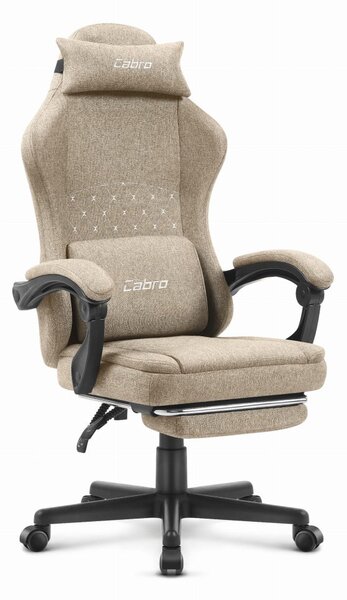 CABRO C503 scaun de gaming de design cu suport pentru picioare, până la 150 kg, bej