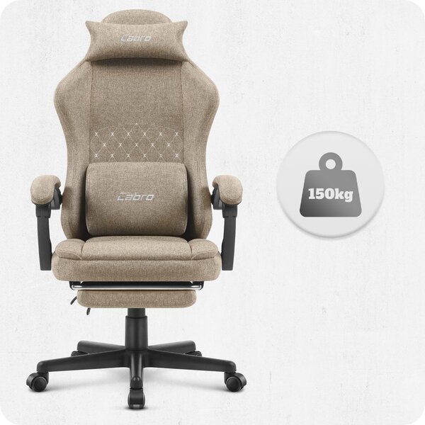 CABRO C503 scaun de gaming de design cu suport pentru picioare, până la 150 kg, bej