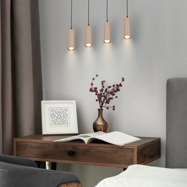 Briloner Lampă suspendată Ida, bej, cu 4 becuri, lungime 76 cm, GU10, reglabil, Bej, Bucătărie, Metal, Modern