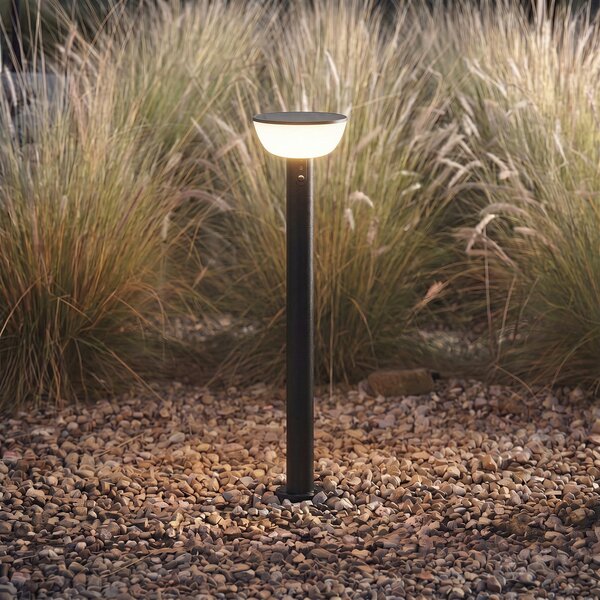 Lindby Lampă solară LED de alee Obintu, negru, 63 cm, cu senzor, reglabil, Negru, Metal, Modern, Lumini solare