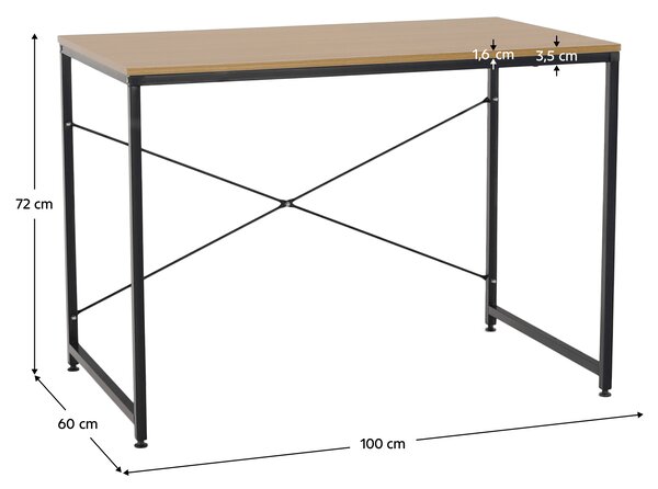 KONDELA Birou, stejar / negru, 100x60 cm, MELLORA