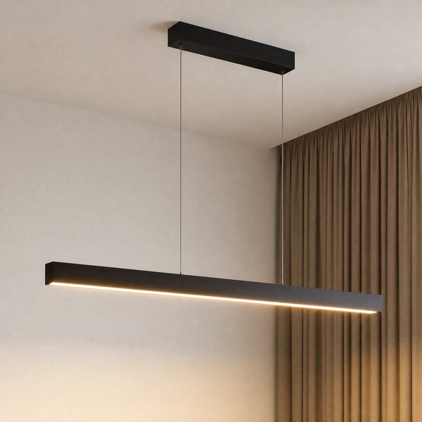 Lucande Lampă suspendată LED Mylosh, negru, 150 cm, CCT, dimabil, reglabil, Negru, Camera de zi / sufragerie, Aluminiu, Modern