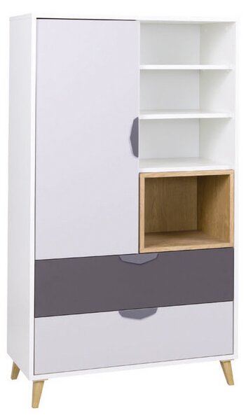 Dulap cu rafturi Juna 5 (alb + grafit + gri + stejar lefkas). 1087401