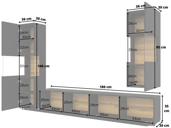 Mobilier living Avernic Typ 10 (onyx negru + Stejar wotan). Promo -15%. 1042064
