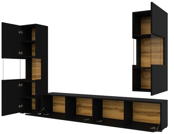 Mobilier living Avernic Typ 10 (onyx negru + Stejar wotan). Promo -15%. 1042064