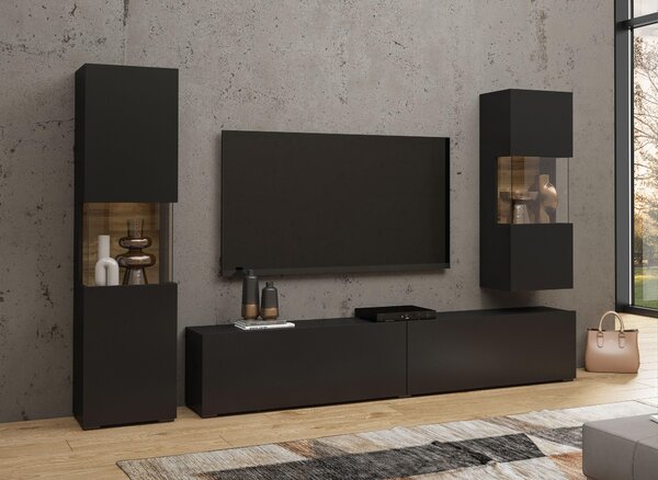 Mobilier living Avernic Typ 10 (onyx negru + Stejar wotan). Promo -15%. 1042064