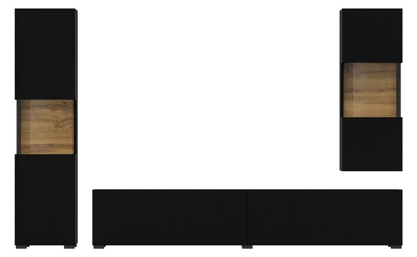 Mobilier living Avernic Typ 10 (onyx negru + Stejar wotan). Promo -15%. 1042064