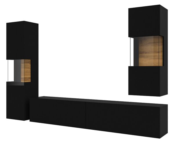Mobilier living Avernic Typ 10 (onyx negru + Stejar wotan). Promo -15%. 1042064