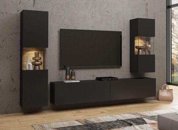 Mobilier living Avernic Typ 10 (onyx negru + Stejar wotan). Promo -15%. 1042064