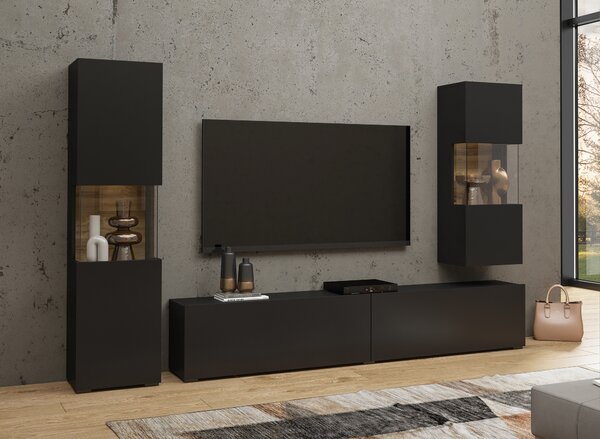 Mobilier living Avernic Typ 10 (onyx negru + Stejar wotan). Promo -15%. 1042064