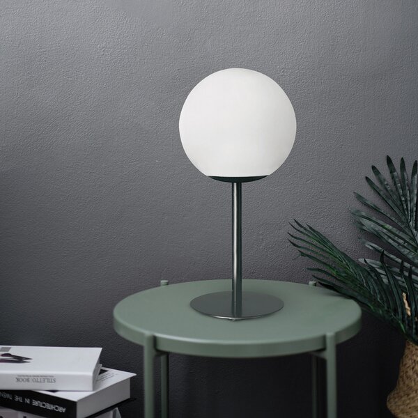 Sforzin Lampă de masă Jugen, negru, dimabilă, reglabil, Alb, Camera de zi / sufragerie, Sticlă, Design, glob