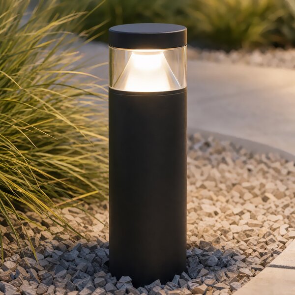 Lucande Bornă luminoasă LED Cylo, negru, înălțime 50 cm, IP65, Negru, Aluminiu, Design