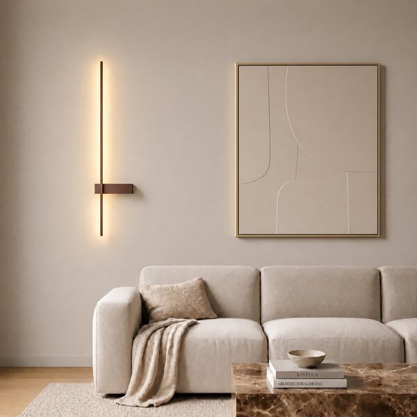 Lampă de perete Lindby, Natsumi, Maro / Rugină, Camera de zi, Aluminiu, Modern