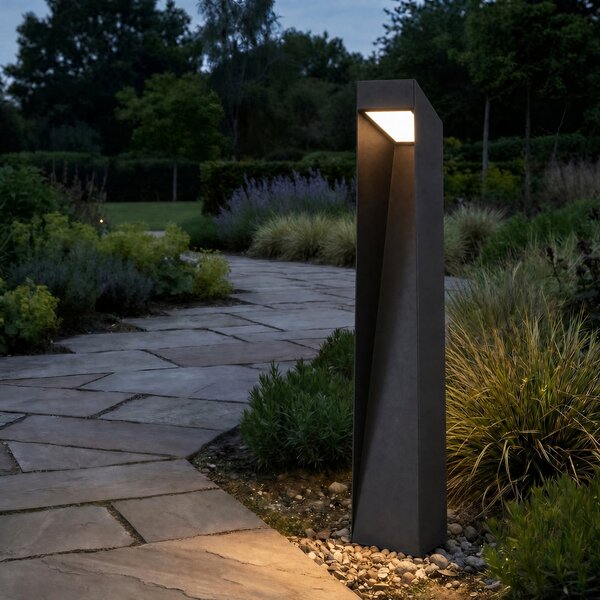 Lucande Bornă luminoasă LED Louran, înălțime 90 cm, negru, lumină orientabilă, Negru, Aluminiu, Modern