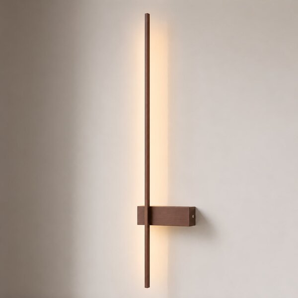 Lindby Aplică de perete LED Natsumi, maro, aluminiu, 90 cm, Maro / Rugină, Camera de zi / sufragerie, Aluminiu, Modern
