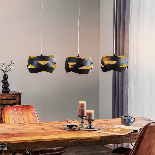 Domiluce Lampă suspendată Tornado, 3 becuri, negru, reglabil, Negru, Camera de zi / sufragerie, Metal, Modern