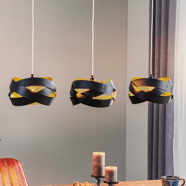 Domiluce Lampă suspendată Tornado, 3 becuri, negru, reglabil, Negru, Camera de zi / sufragerie, Metal, Modern