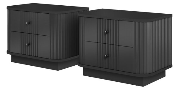 Set de noptiere Vesper 56 cm cu mânere aurii - negru
