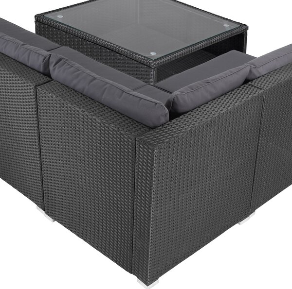 Deuba Set rattan de gradina XXL - perne negre/antracit