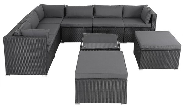 Deuba Set rattan de gradina XXL - perne negre/antracit