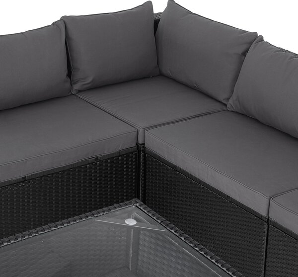 Deuba Set rattan de gradina XXL - perne negre/antracit