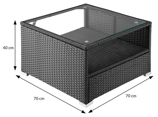Deuba Set rattan de gradina XXL - perne negre/antracit