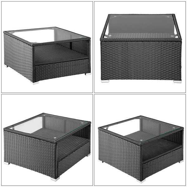 Deuba Set rattan de gradina XXL - perne negre/antracit