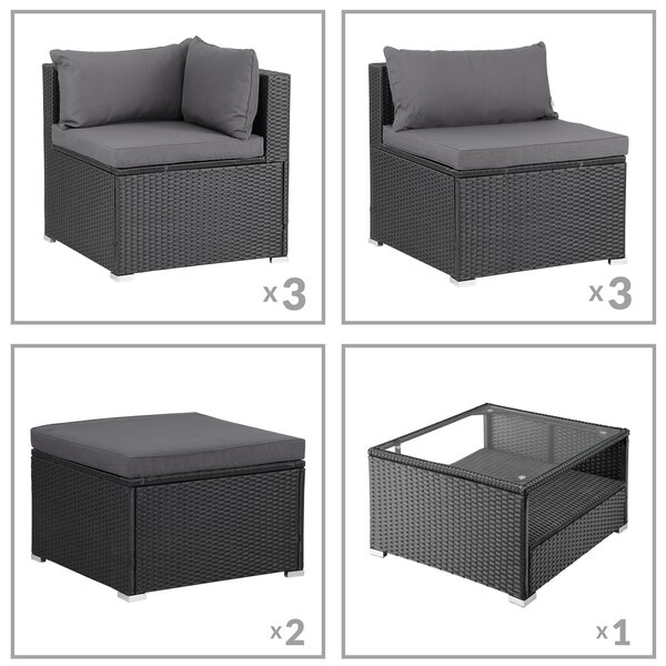 Deuba Set rattan de gradina XXL - perne negre/antracit