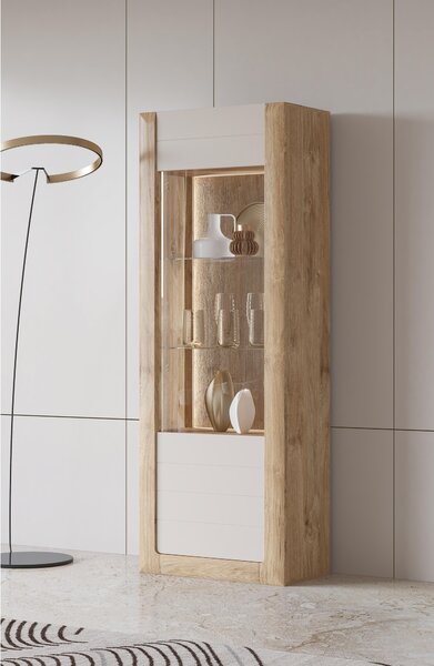 Vitrină Kassie Typ 05 (Cașmir + Stejar auriu harbor) (cu iluminat). Promo -20%. 1108351