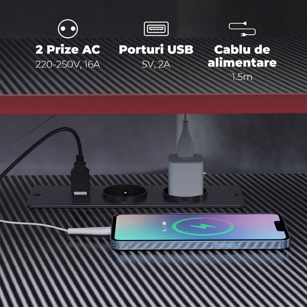 HOMCOM Birou în L cu Prize, 128 cm cu Suport Monitor | Aosom Romania