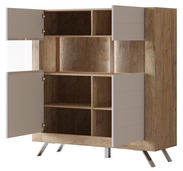 Vitrină Kassie Typ 42 (Cașmir + Stejar auriu harbor) (cu iluminat). Promo -20%. 1108356