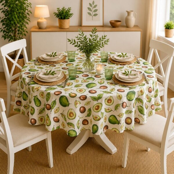 Fata de masa teflonata, rotunda, diametru 140cm, Avocado