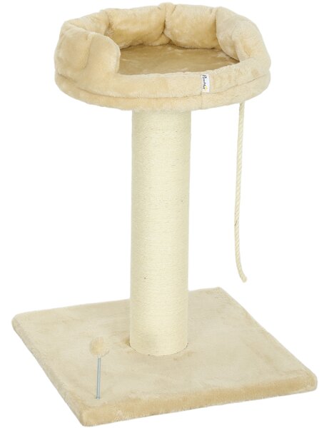 PawHut Copac Zgâriat pentru Pisici, Patut, Minge, Sfoară de Joacă, Plus și Sisal, 55x55x83cm, Beige | Aosom Romania
