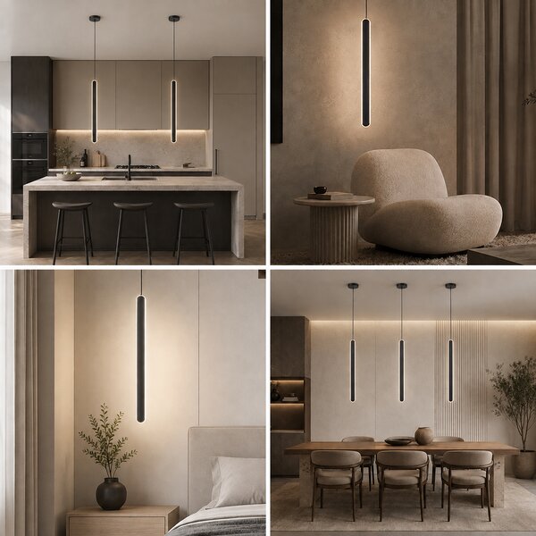 Lampă decorativă LED suspendată Venelia – Neagră