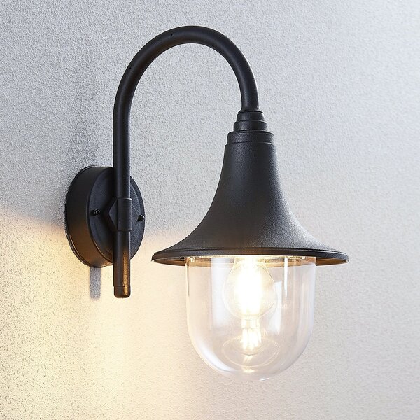 Lindby lampă de perete pentru exterior Nalevi, 41cm, rezistentă la apă mare,, reglabil, Negru, Plastic, Modern