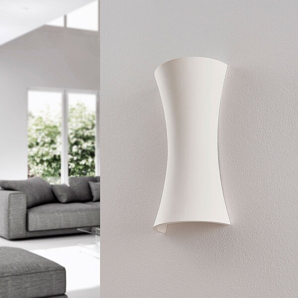 Lindby Aplică de perete Edon, alb, gips, concavă, 30 cm, reglabil, Alb, dormitor, Tencuială / Argilă, Modern