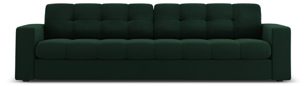 Canapea Justin cu 4 locuri si tapiterie din catifea, verde inchis