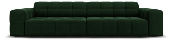 Canapea Jennifer cu 4 locuri si tapiterie din catifea, verde inchis