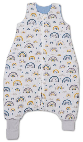 Sac de dormit cu picioare pentru copii 18-36 luni Kidizi Blue Rainbow 1 tog, mansete transformabile in soseta