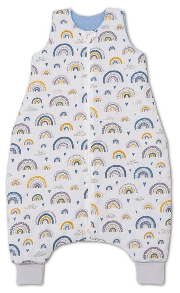 Sac de dormit cu picioare pentru copii 18-36 luni Kidizi Blue Rainbow 1 tog, mansete transformabile in soseta