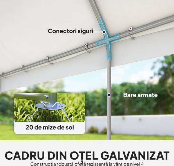 Outsunny Cort pentru Petreceri 4x6 m cu Ferestre și 4 Pereți Laterali Demontabili, din Oțel și PE, Alb | Aosom Romania