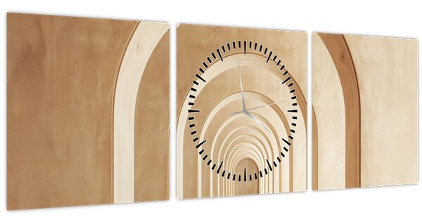 Tablou - Pasaj Bej (cu ceas) (90x30 cm)