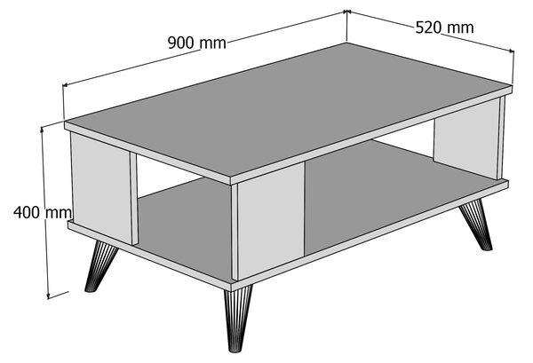 Masuta cafea 616TNM1402, stejar, PAL melaminat/plastic, 90x52x40 cm