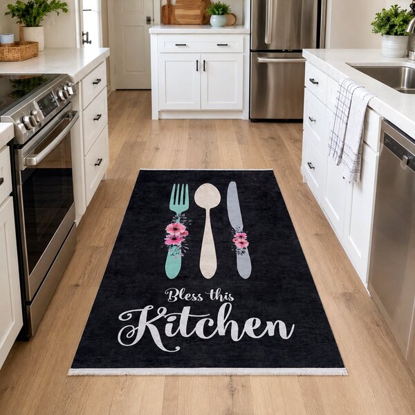Covor bucatarie antiderapant, Bless This Kitchen, 120x180 cm